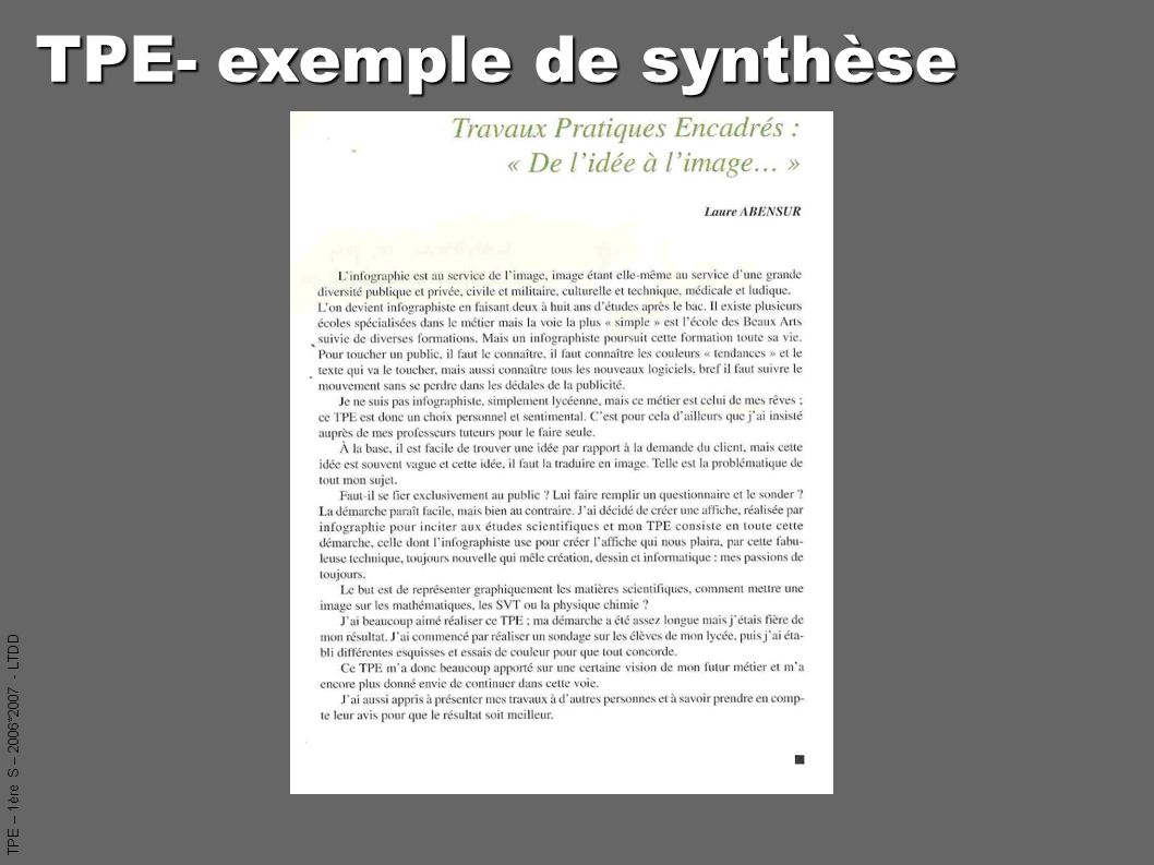 Exemple De Synthèse De Tpe S Le Meilleur Exemple